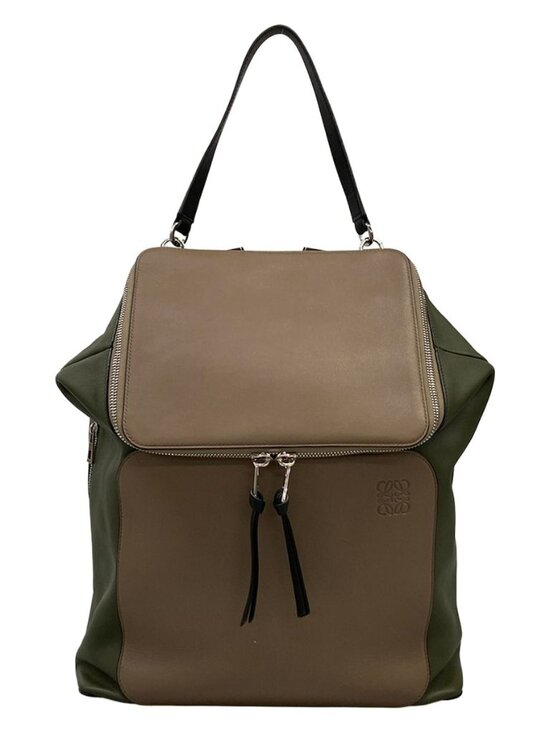 Loewe Sac Goya Backpack Khaki Gray Beige Black Leather main image 15